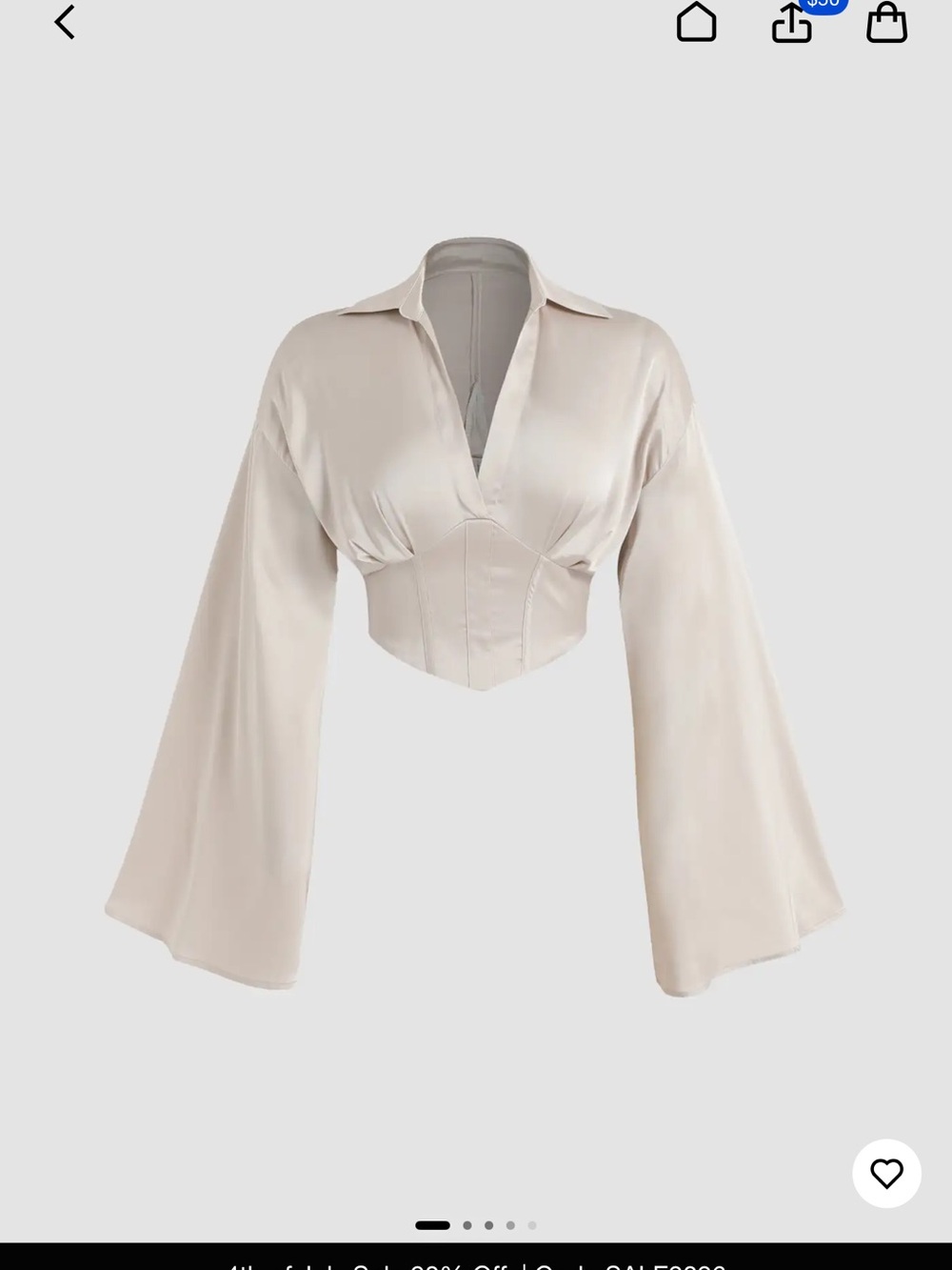 Cider Satin Corset Blouse in Soft Ivory